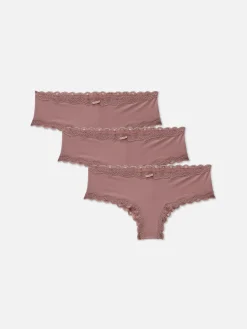 Slips|Primark Hipster-Slips Mit Spitzenbesatz, 3er-Pack Mokkafarben