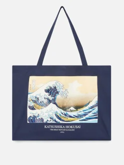 Reiseaccessoires|Primark „Hokusai Die Große Welle“ Canvas-Tasche Marineblau