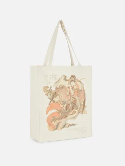 Reiseaccessoires|Primark „Hokusai“ Tragetasche Naturfarben