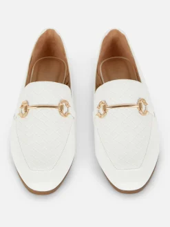 Flache Schuhe|Primark Horsebit-Loafer Aus Kunstleder Weiß