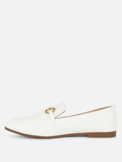 Flache Schuhe|Primark Horsebit-Loafer Aus Kunstleder Weiß