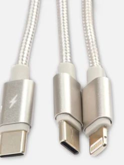Ladegeräte|Primark 2-in-1-Ladekabel Silber