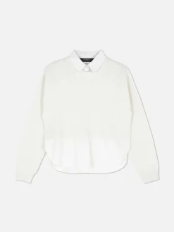 Pullover Und Cardigans|Primark 2-in-1-Strickpullover Mit Zopfmuster Elfenbeinfarben
