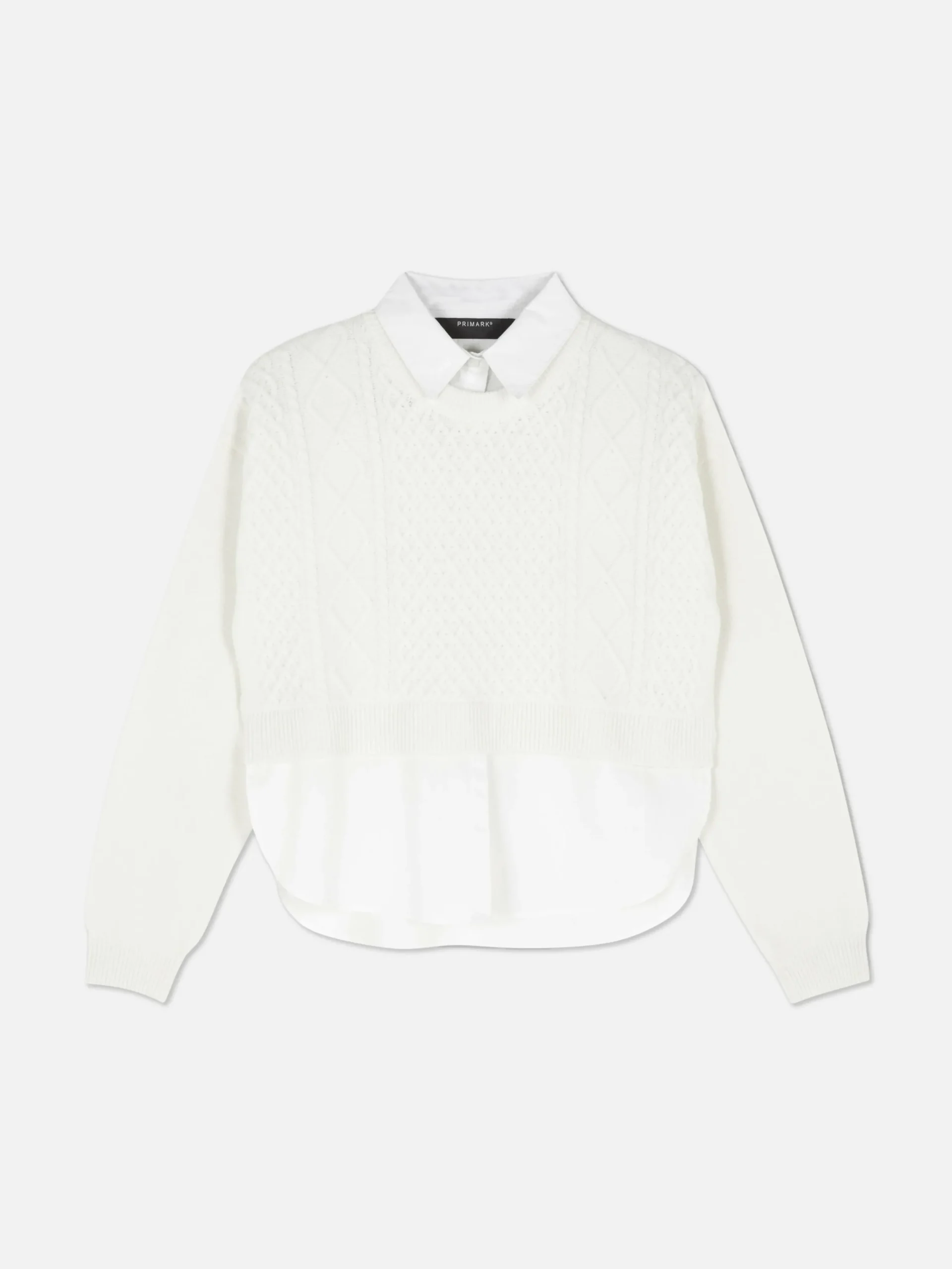 Pullover Und Cardigans|Primark 2-in-1-Strickpullover Mit Zopfmuster Elfenbeinfarben