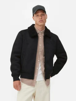 Jacken Und Mäntel|Primark Jacke In Wildleder-Optik Mit Borg-Kragen Schwarz