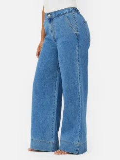 Denim|Jeans|Primark Jeans Mit Weitem Bein Und Elastikbund Mittelblau