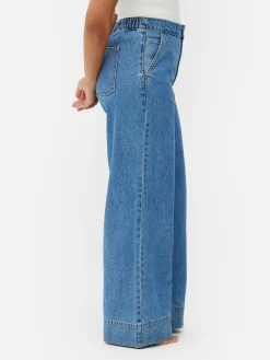 Denim|Jeans|Primark Jeans Mit Weitem Bein Und Elastikbund Mittelblau