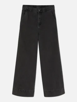 Denim|Jeans|Primark Jeans Mit Weitem Bein Und Elastikbund Leichtes Schwarz