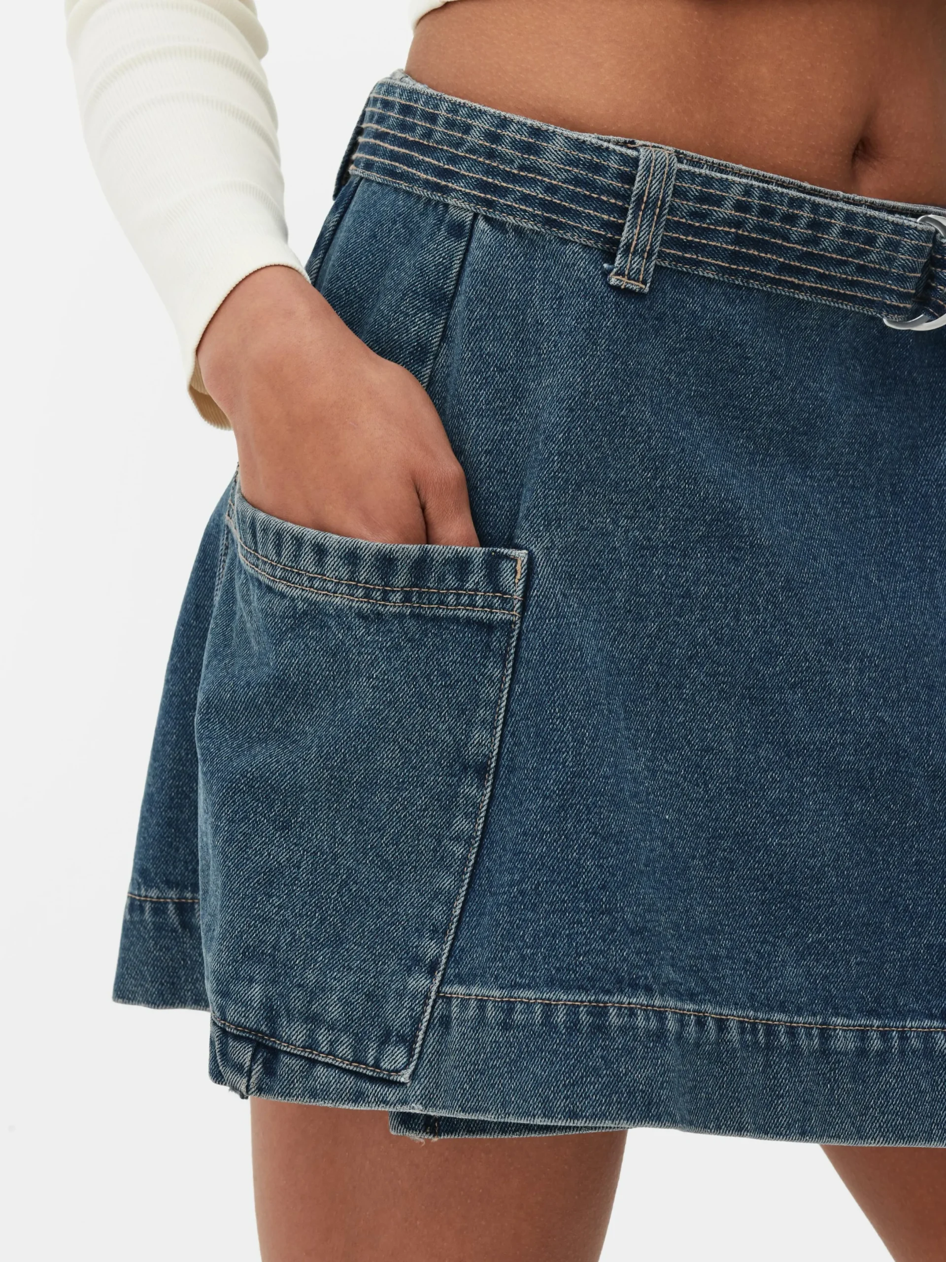 Röcke|Primark Jeans-Minirock In Wickeloptik Mittelblau
