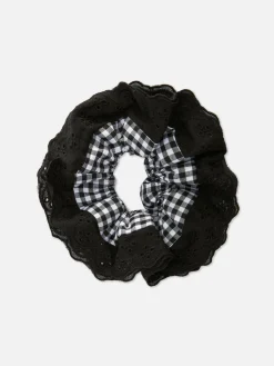 Haarschmuck|Primark Jumbo-Haargummi Mit Vichykaros Und Spitze Schwarz