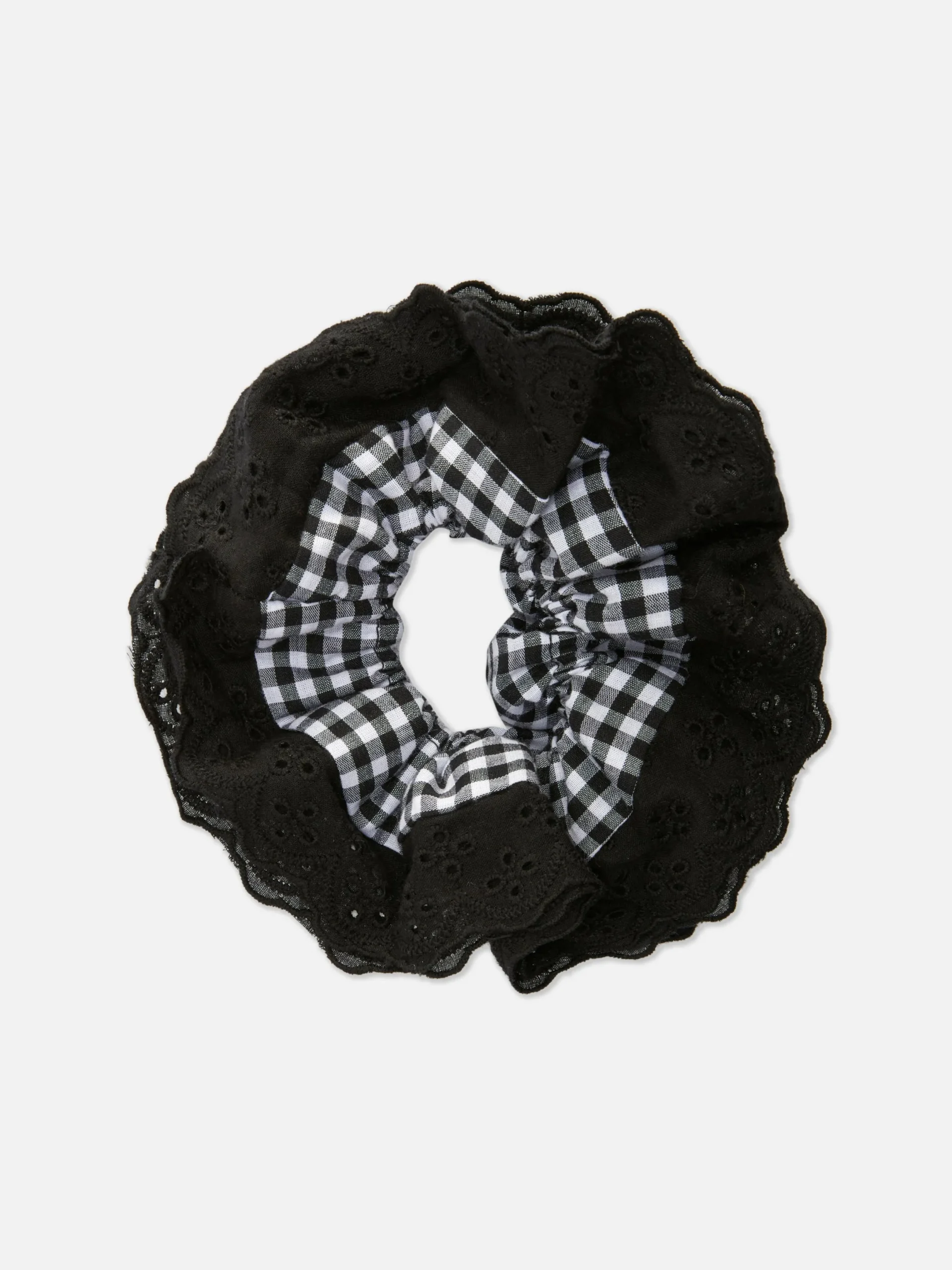 Haarschmuck|Primark Jumbo-Haargummi Mit Vichykaros Und Spitze Schwarz