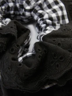 Haarschmuck|Primark Jumbo-Haargummi Mit Vichykaros Und Spitze Schwarz