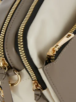 Taschen Und Portemonnaies|Primark Kameratasche In Krokodil-Optik Mit Doppelreißverschluss Ecrufarben
