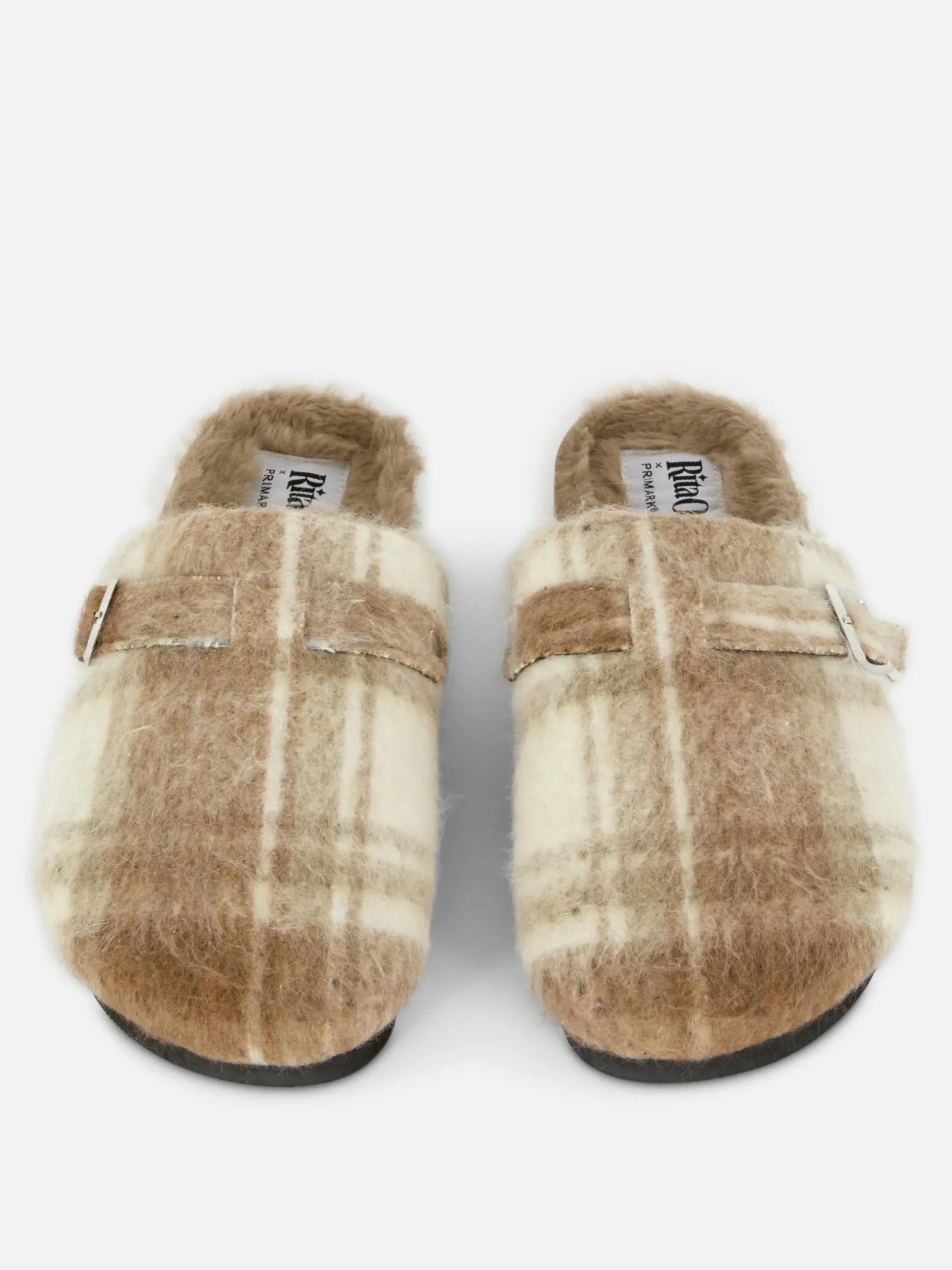 Hausschuhe|Hausschuhe|Primark Karierte „Rita Ora“ Clog-Mules Mit Kunstfellfutter Braun
