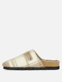 Hausschuhe|Hausschuhe|Primark Karierte „Rita Ora“ Clog-Mules Mit Kunstfellfutter Braun