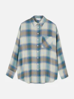 Blusen|Primark Kariertes Hemd In Boyfriend-Fit Blau