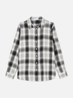 Blusen|Primark Kariertes Hemd Mit Knopfleiste Elfenbeinfarben