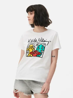 Tops Und T-Shirts|Primark „Keith Haring“ T-Shirt Mit Grafik Weiß