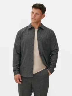 Hemden|Primark „Kem“ Hemdjacke Mit Aufgesetzter Tasche Anthrazit meliert