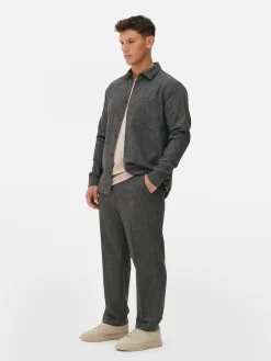 Hemden|Primark „Kem“ Hemdjacke Mit Aufgesetzter Tasche Anthrazit meliert