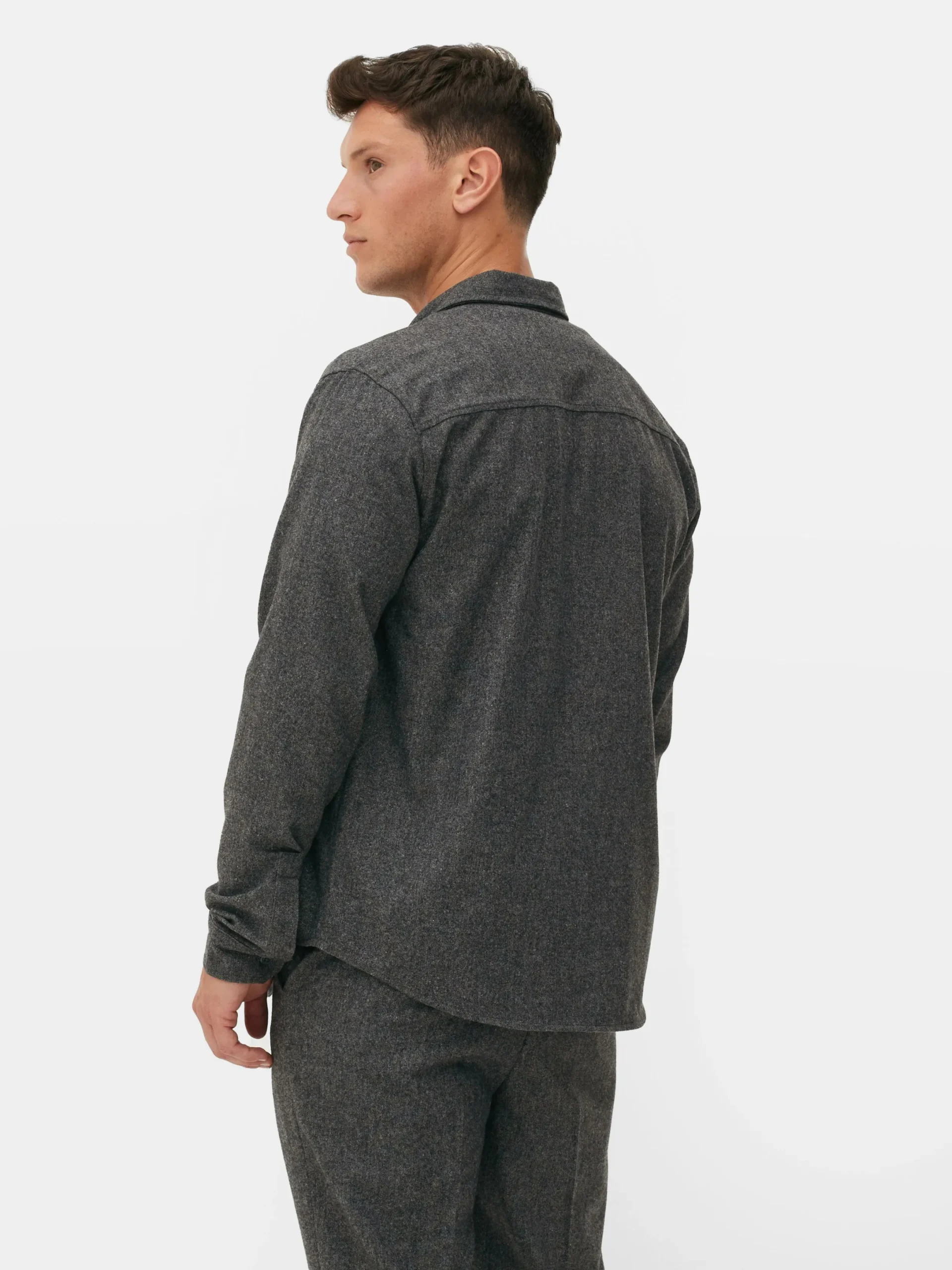 Hemden|Primark „Kem“ Hemdjacke Mit Aufgesetzter Tasche Anthrazit meliert