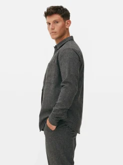 Hemden|Primark „Kem“ Hemdjacke Mit Aufgesetzter Tasche Anthrazit meliert
