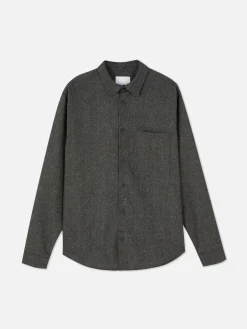 Hemden|Primark „Kem“ Hemdjacke Mit Aufgesetzter Tasche Anthrazit meliert