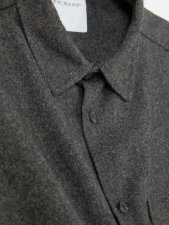Hemden|Primark „Kem“ Hemdjacke Mit Aufgesetzter Tasche Anthrazit meliert