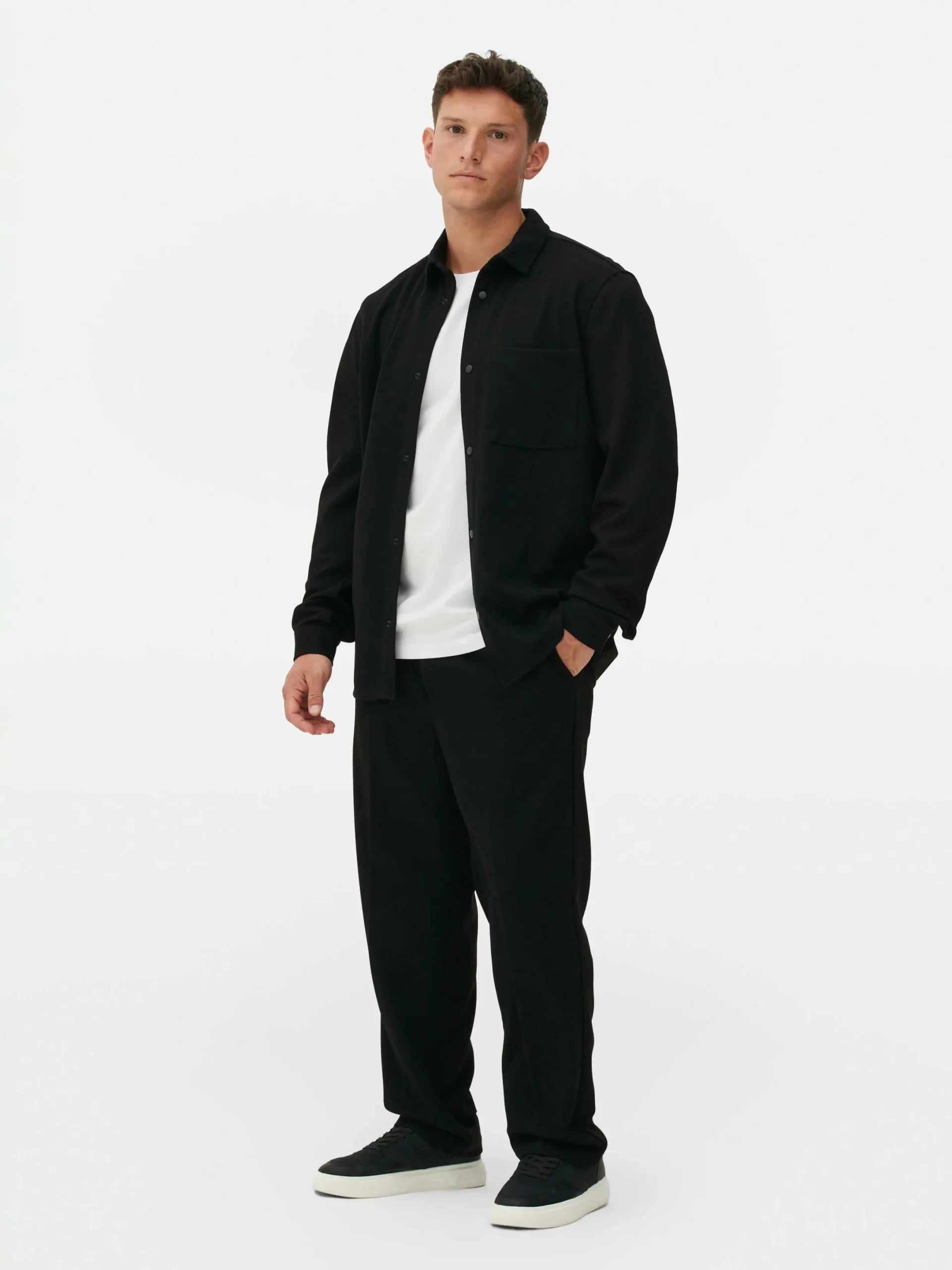 Hemden|Primark „Kem“ Jersey-Hemdjacke Schwarz
