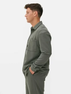 Hemden|Primark „Kem“ Jersey-Hemdjacke Khakifarben
