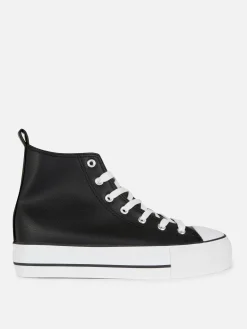 Sneakers|Primark Knöchelhohe Flatform-Sneaker Aus Kunstleder Schwarz