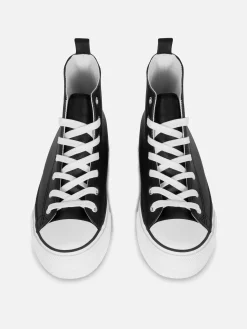 Sneakers|Primark Knöchelhohe Flatform-Sneaker Aus Kunstleder Schwarz