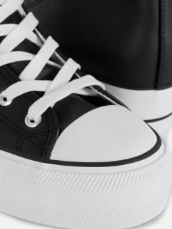 Sneakers|Primark Knöchelhohe Flatform-Sneaker Aus Kunstleder Schwarz