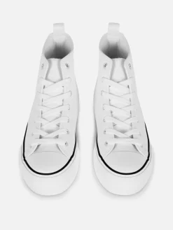 Sneakers|Primark Knöchelhohe Flatform-Sneaker Aus Kunstleder Weiß