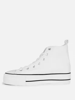 Sneakers|Primark Knöchelhohe Flatform-Sneaker Aus Kunstleder Weiß
