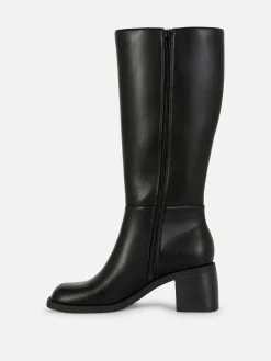Stiefel|Primark Kniehohe Stiefel Mit Absatz Schwarz