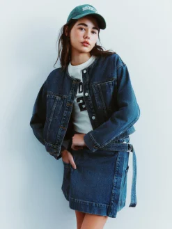 Denim|Jacken Und Mäntel|Primark Kragenlose Jeansjacke Mittelblau