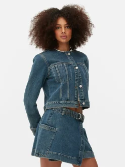 Denim|Jacken Und Mäntel|Primark Kragenlose Jeansjacke Mittelblau