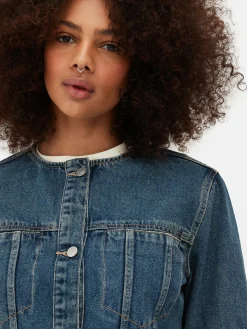 Denim|Jacken Und Mäntel|Primark Kragenlose Jeansjacke Mittelblau
