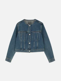 Denim|Jacken Und Mäntel|Primark Kragenlose Jeansjacke Mittelblau