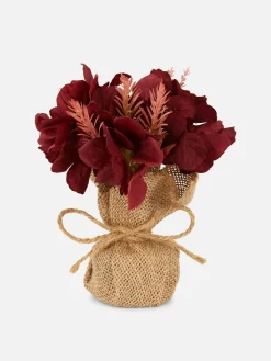 Kunstpflanzen Und -Blumen|Primark Kunstblumenarrangement Mit Jute Umwickelt Burgunderrot