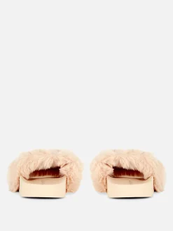 Flipflops Und Badesandalen|Primark Kunstfell-Badesandalen Beige