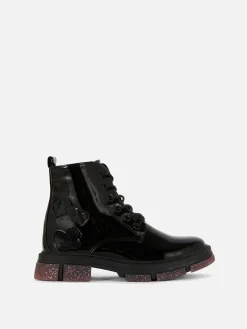Stiefel Und Gummistiefel|Primark Kunstleder-Lackstiefel Mit Glitzersohle Schwarz