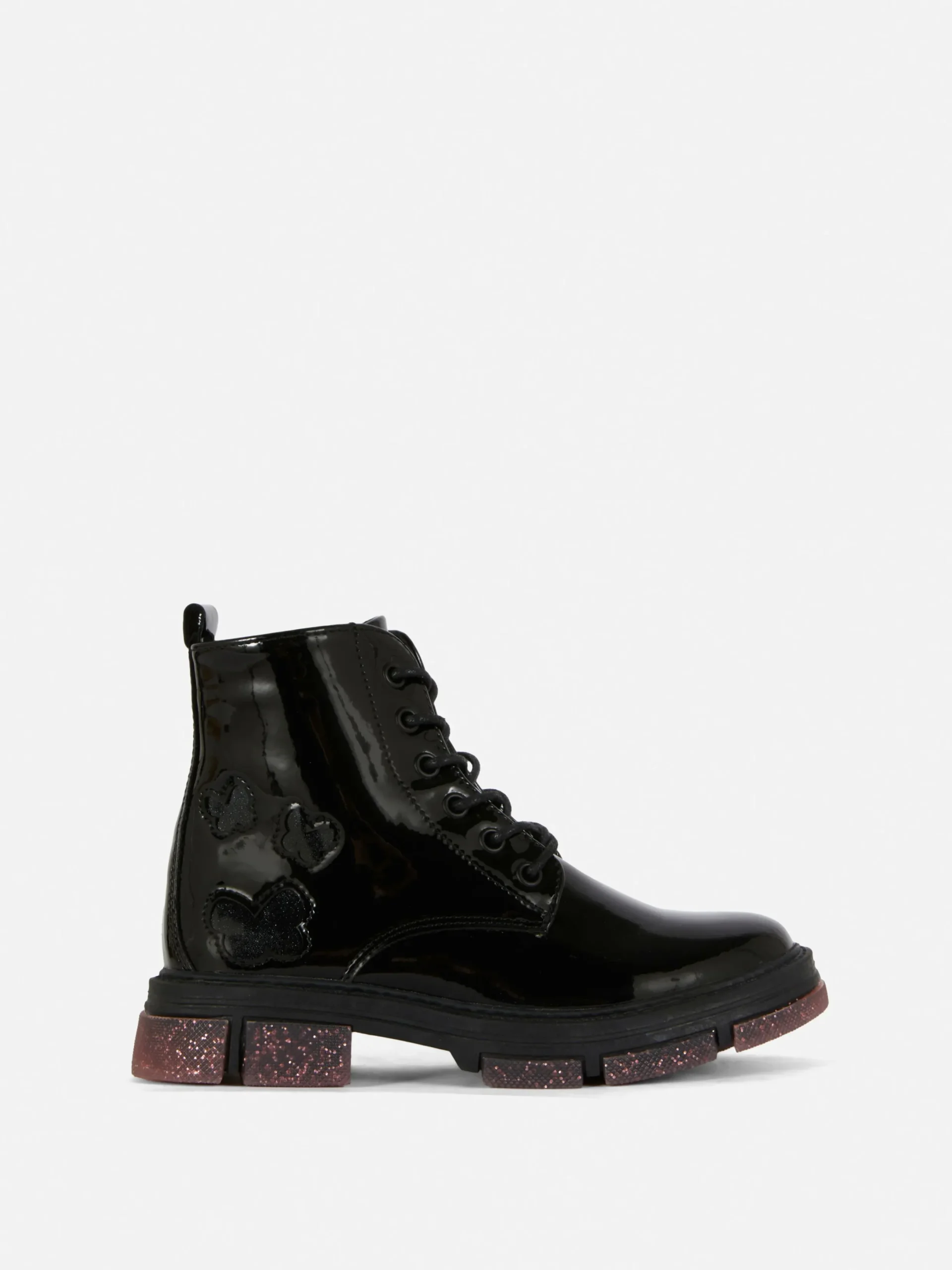 Stiefel Und Gummistiefel|Primark Kunstleder-Lackstiefel Mit Glitzersohle Schwarz