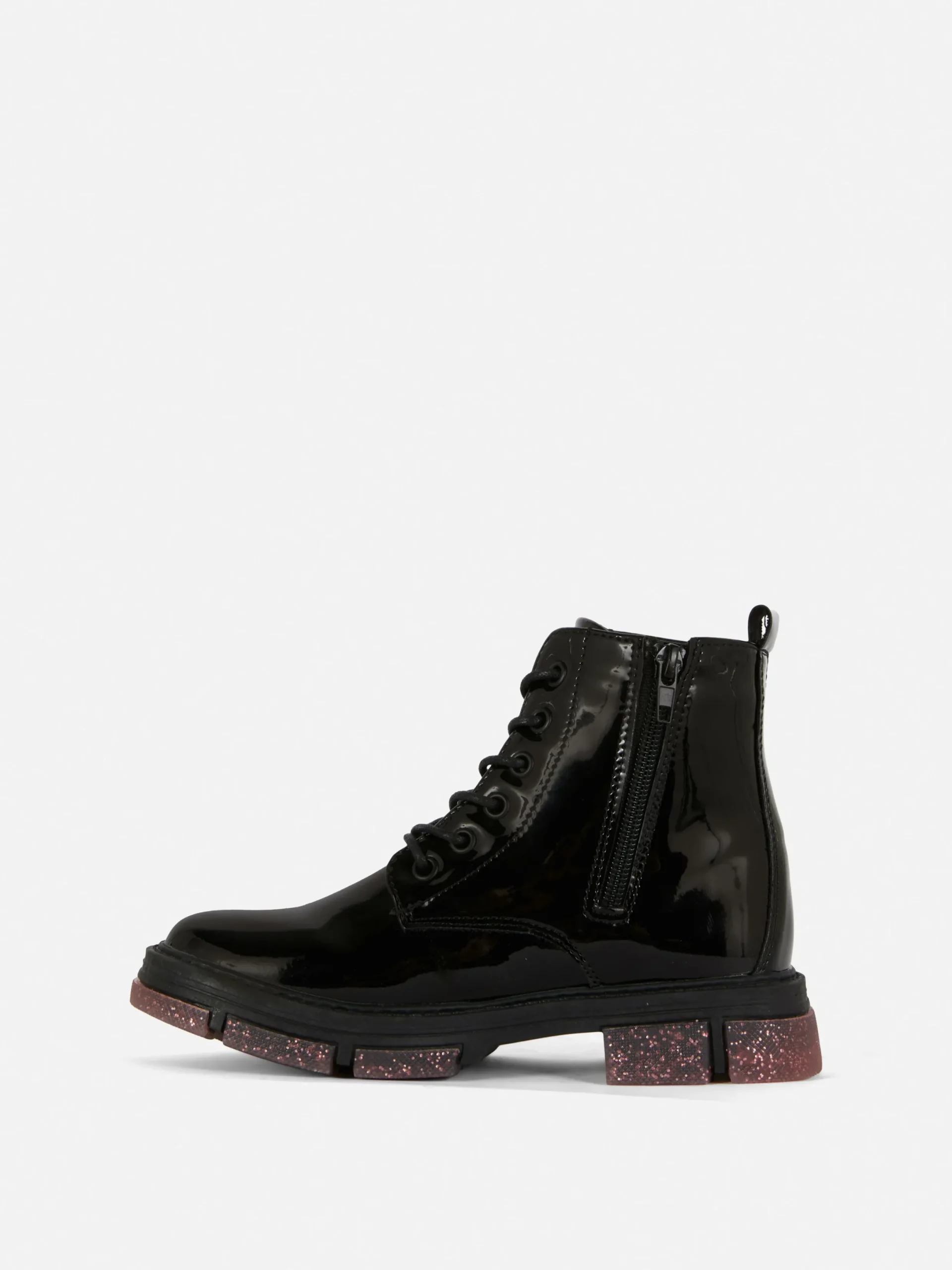 Stiefel Und Gummistiefel|Primark Kunstleder-Lackstiefel Mit Glitzersohle Schwarz