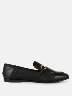 Flache Schuhe|Primark Kunstleder-Loafer Mit Trensenverzierung Schwarz