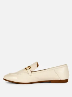 Flache Schuhe|Primark Kunstleder-Loafer Mit Trensenverzierung Ecrufarben