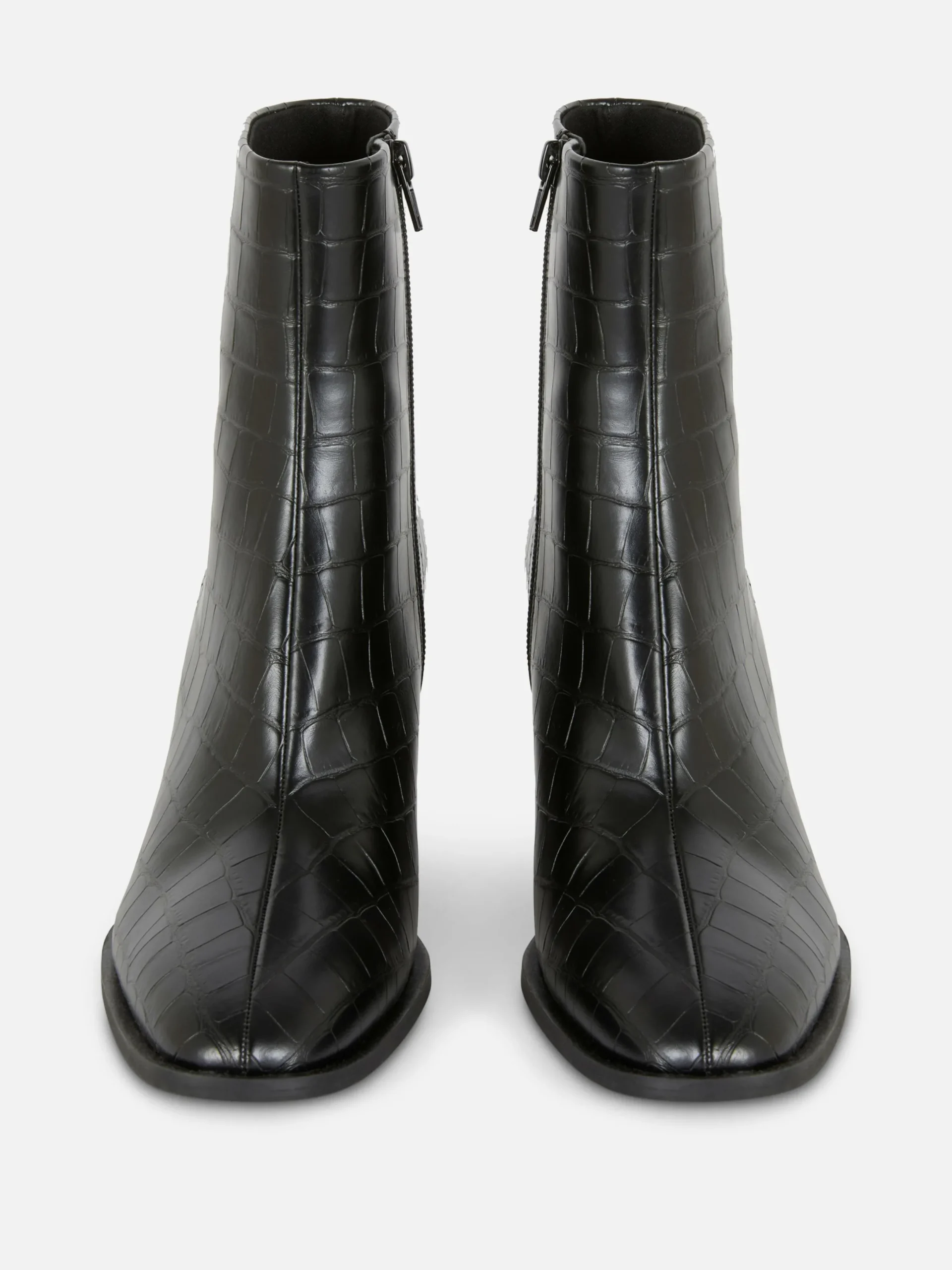 Stiefel|Primark Kunstlederstiefel In Kroko-Optik Mit Absatz Schwarz