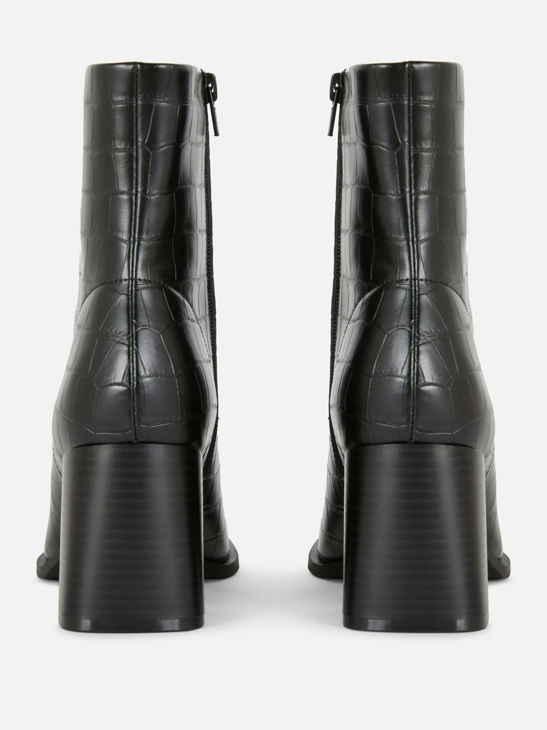 Stiefel|Primark Kunstlederstiefel In Kroko-Optik Mit Absatz Schwarz