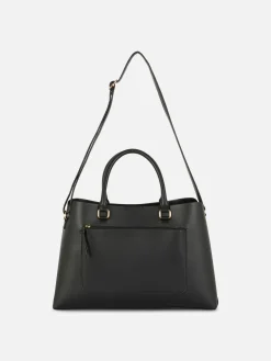 Taschen Und Portemonnaies|Primark Kunstleder-Tragetasche Mit Reißverschlussfach Schwarz